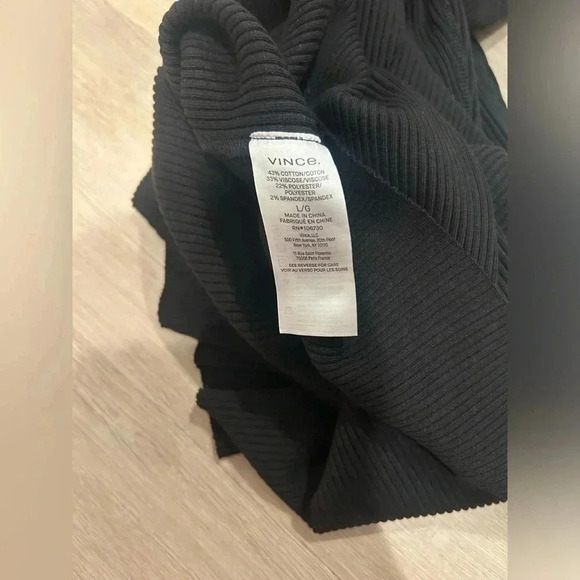 VINCE Ribbed High-Neck Tank Dress in Black / Size Large / - Picture 7 of 8